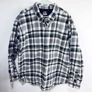 Ridgecut Toughwear Mens 3XL Flannel Button Down Shirt Black & White